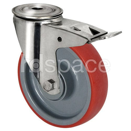 Stainless Steel / Thermoplastic Polyurethane 100mm Bolt Hole And Brake Castor HD Space