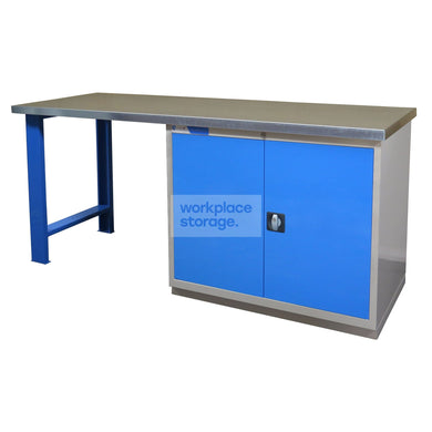 Cupboard Workstation - Galvanised Workbench Workplace Storage Industrial Desk Workstation Benches