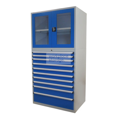 Drawer Cabinet (clear doors) - 10 Drawer 2000H Workplace Storage 2000 Workshop Drawer Cabinets and Dividers