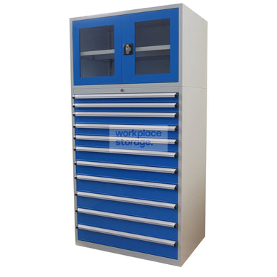 Drawer Cabinet (clear doors) - 11 Drawer 2000H Workplace Storage 2000 Workshop Drawer Cabinets and Dividers