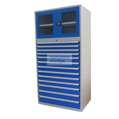 Drawer Cabinet (clear doors) - 13 Drawer 2000H Workplace Storage 2000 Workshop Drawer Cabinets and Dividers