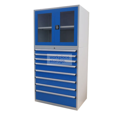 Drawer Cabinet (clear doors) - 8 Drawer 2000H Workplace Storage 2000 Workshop Drawer Cabinets and Dividers
