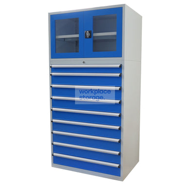 Drawer Cabinet (clear doors) - 9 Drawer 2000H Workplace Storage 2000 Workshop Drawer Cabinets and Dividers