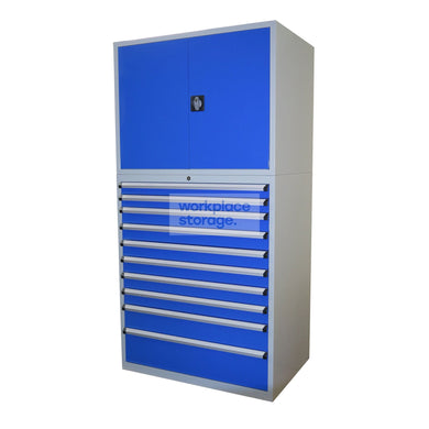 Drawer Cabinet (steel doors) - 10 Drawer 2000H Workplace Storage 2000 Workshop Drawer Cabinets and Dividers