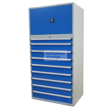 Drawer Cabinet (steel doors) - 9 Drawer 2000H Workplace Storage 2000 Workshop Drawer Cabinets and Dividers