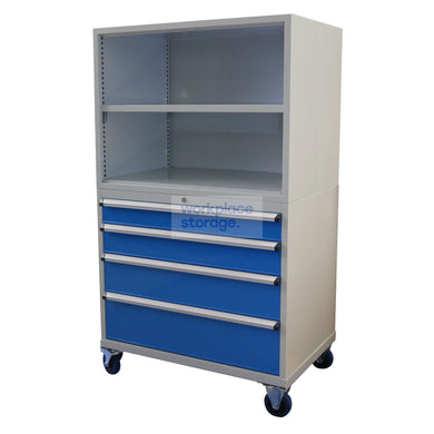 Drawer Trolley - 4 Drawers and Cabinet Workplace Storage Workshop Tool Trolleys