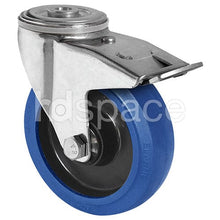 Load image into Gallery viewer, Elastic Blue Rubber 100mm Bolt Hole Castor HD Space

