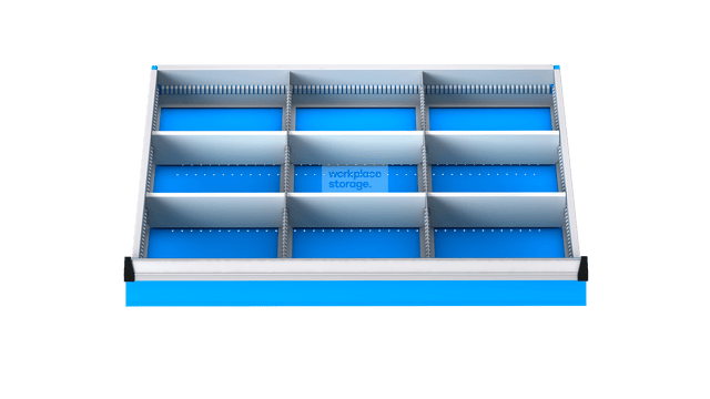9 Compartment Adjustable Metal Divider Kit for 300mm High Drawer Face Workplace Storage 300mm High Drawer Face Divider Kits