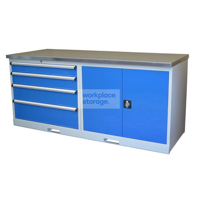 Workstation 4 Drawer/Cabinet - Galvanized Workbench Workplace Storage Industrial Workbenches with Drawers