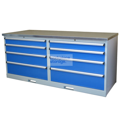Workstation 4 Drawer Double - Galvanized Workbench Workplace Storage Industrial Workbenches with Drawers