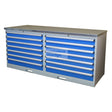 Workstation 7 Drawer Double - Galvanized Workbench Workplace Storage Industrial Workbenches with Drawers
