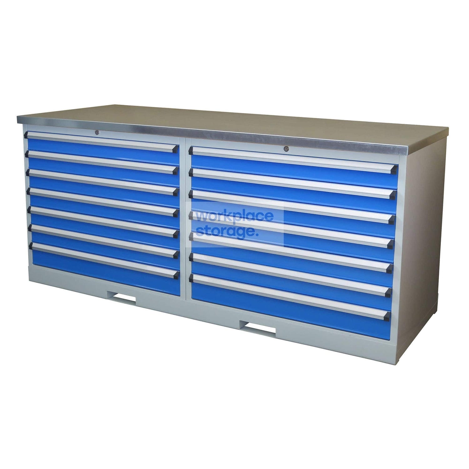 Workstation 7 Drawer Double - Galvanized Workbench Workplace Storage Industrial Workbenches with Drawers