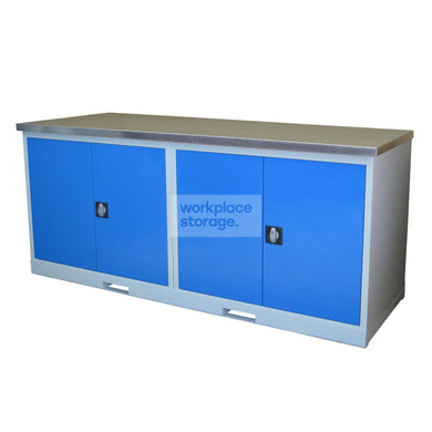 Workstation Double Cupboard - Galvanized Workbench Workplace Storage Industrial Workbenches with Drawers
