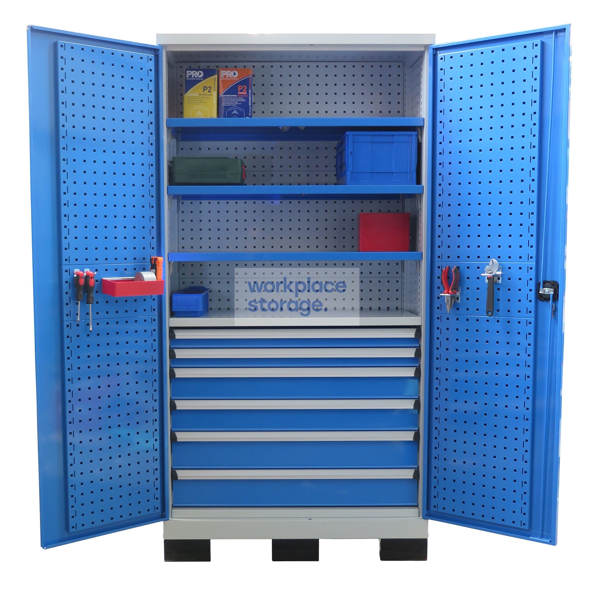 Workstation Drawers (steel doors) - 6Drawers 3Shelves – Workplace Storage